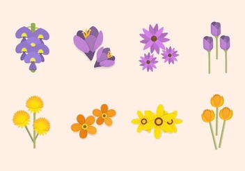 Flat Spring Flower Vectors - бесплатный vector #434969